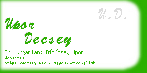 upor decsey business card